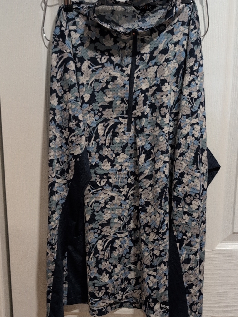 Kerrits Navy and Light Blue Floral Half-Zip Sunshirt